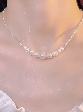 碎银珍珠项链女气质百搭颈链