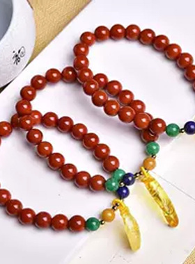 天然南红手链吊随形吊坠一世长安转运手链本命年饰品礼物