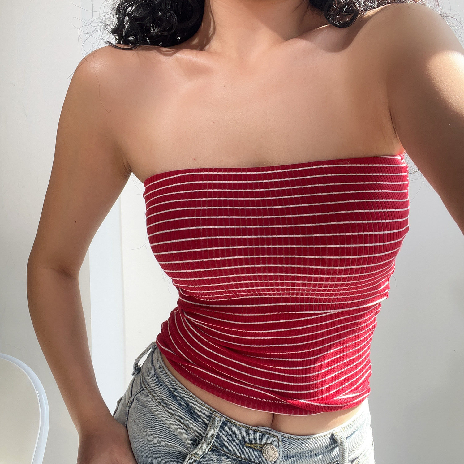 BERAN欧美辣妹高腰紧身抹胸背心