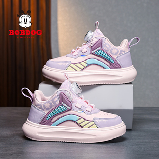女大童运动鞋 秋季 春秋款 子女孩板鞋 防水皮面中帮儿童鞋 巴布豆童鞋