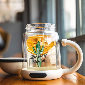 杯具熊双层耐高温玻璃杯