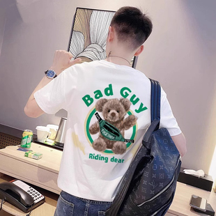 小熊短袖t恤男士夏款2026新款爆款半袖衫情侣装潮牌体恤衣服