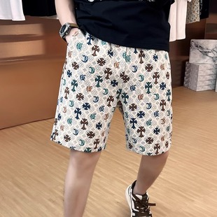 男士 中裤 潮牌2025新款 宽松重磅休闲五分裤 夏季 欧洲站花色提花短裤