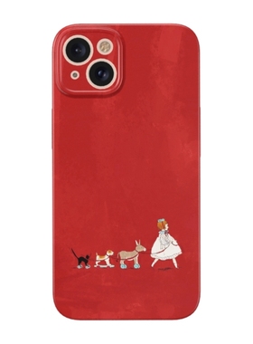 HO壳牵狗女孩~可爱iPhone16菲林壳14promax手机壳nova13苹果华为p70红色mate60小米15适用oppore荣耀200薄viv