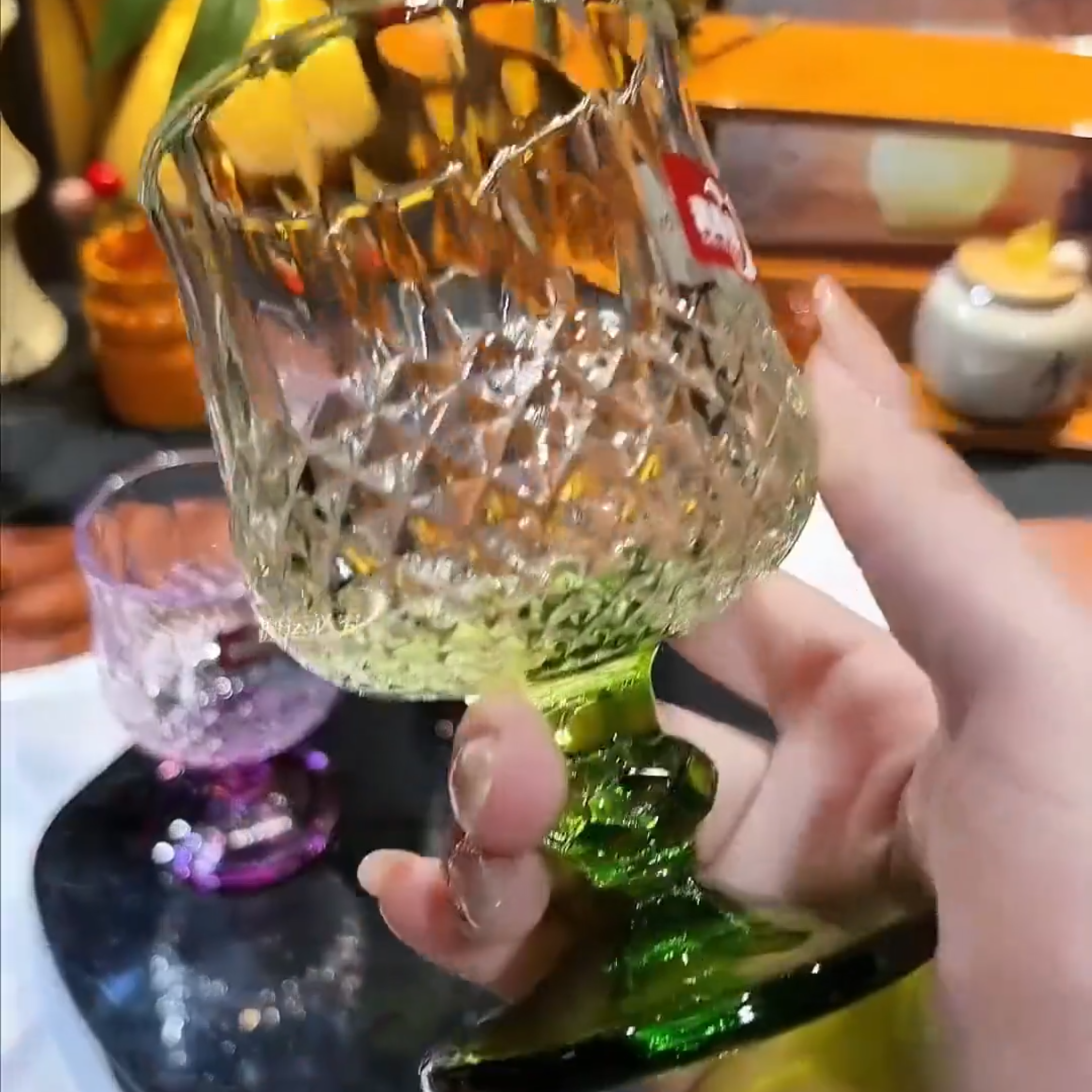 水杯酒杯6个钻石红酒高脚杯干邑葡萄酒香槟威士忌玻璃杯子