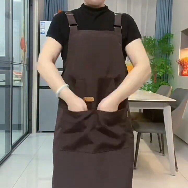 围裙女款爆2026新厨房简约家用防污透气男餐饮工作服印字log