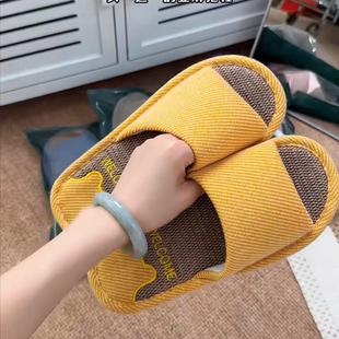 拖鞋男款秋冬家居防滑四季情侣室内棉麻亚麻客人待客棉布鞋2026