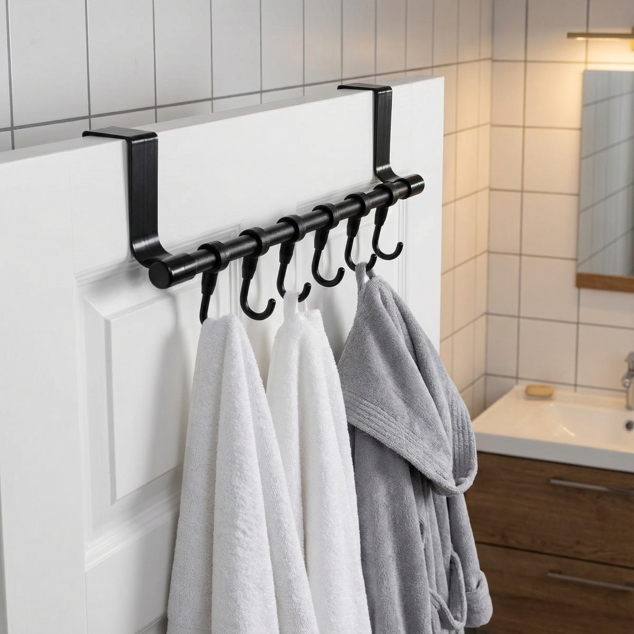 新款不锈钢多用途门后毛巾架厨房