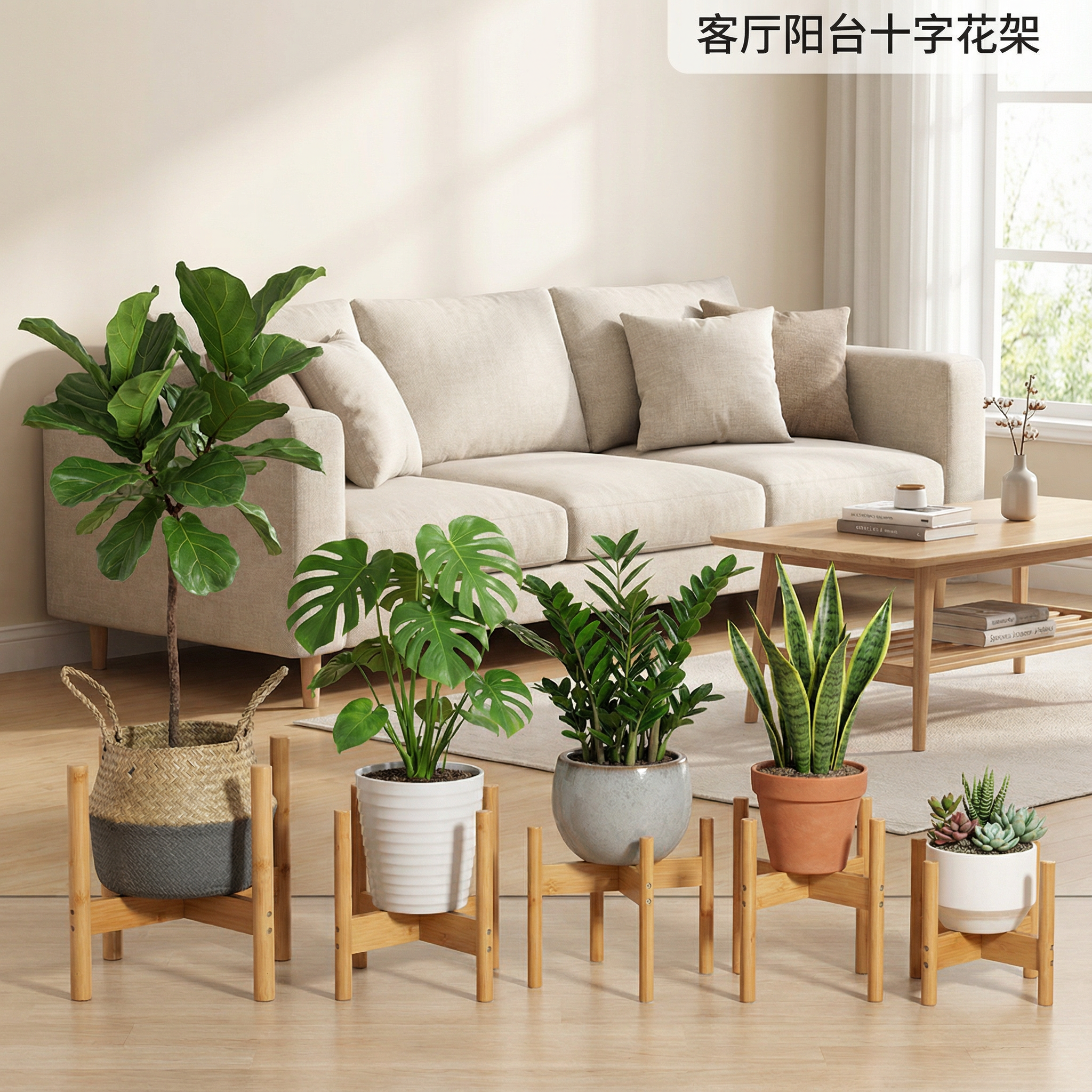 简约花架客厅阳台十字花架子绿植摆件支架竹木托架绿萝盆栽置物架,住宅家具,花架/花几,淘宝优惠券,粉丝福利购,淘宝优惠卷