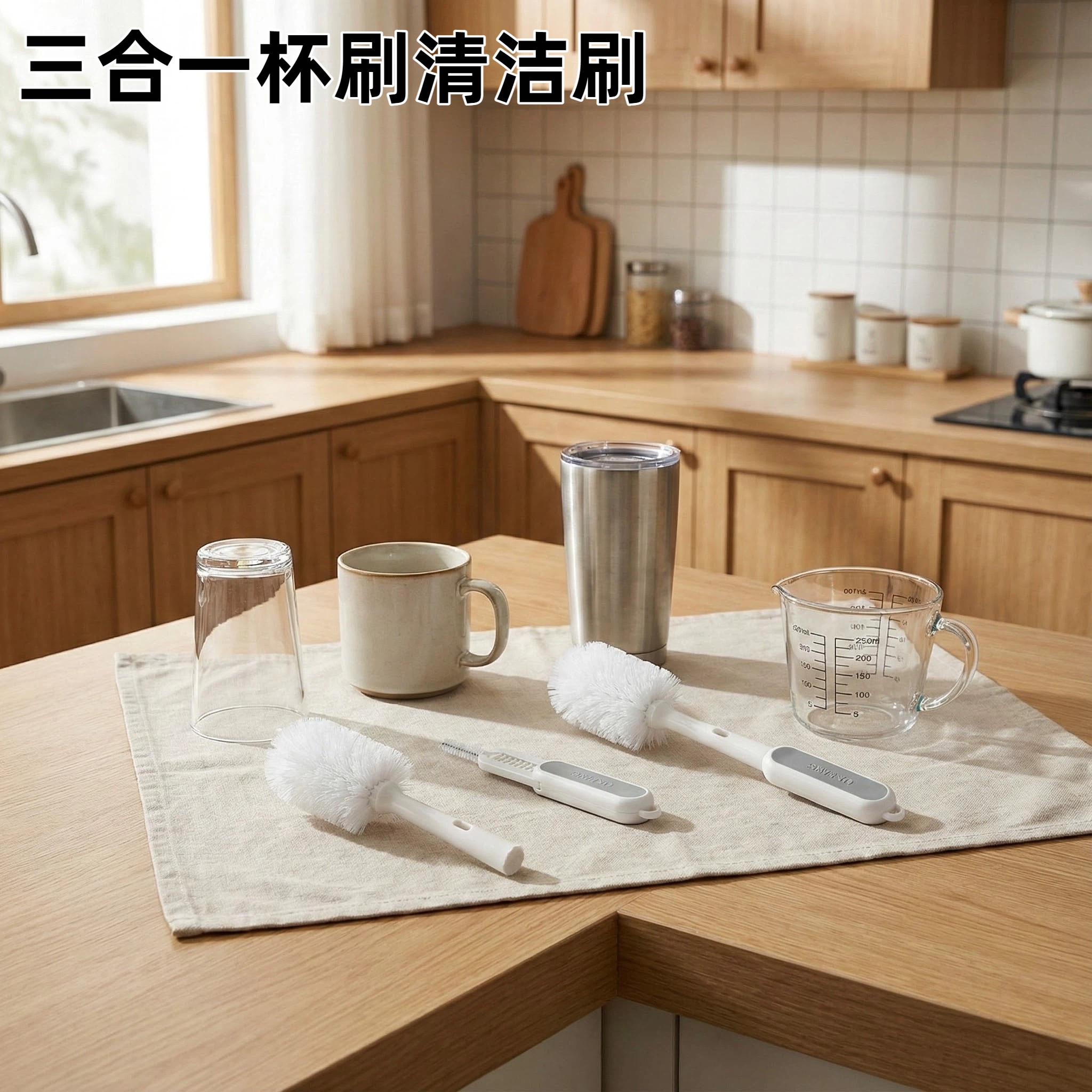 三合一杯刷清洁刷长柄刷子清洗刷保温杯盖清洁杯子专用杯刷/瓶刷