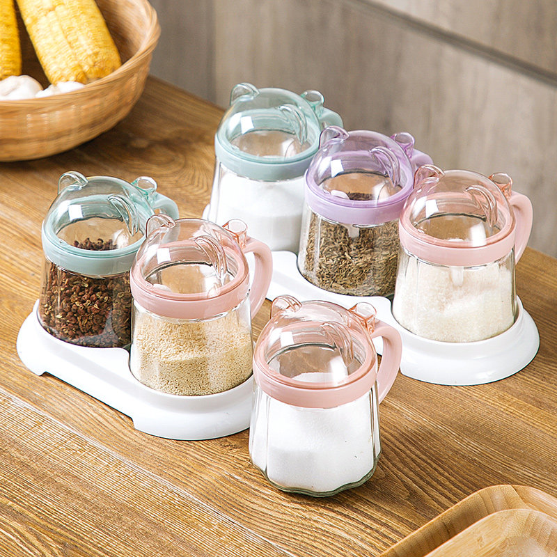 居家家小熊玻璃调味罐厨房调料瓶组合套装调料盒家用盐罐调料罐子,厨房/烹饪用具,调味瓶罐/调料研磨器,淘宝优惠券,粉丝福利购,淘宝优惠卷