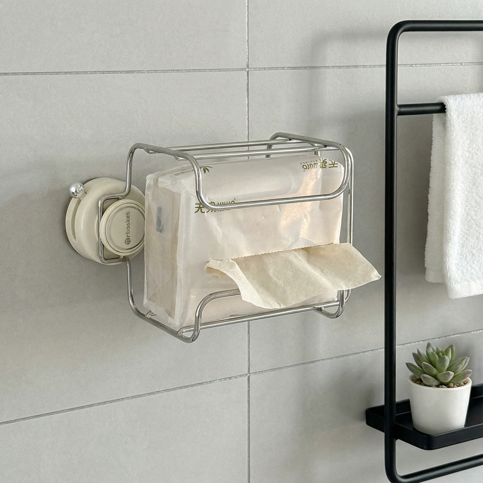 不锈钢餐巾纸纸巾架免打孔壁挂式