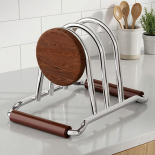 中古风不锈钢砧板架菜板放置架厨房台面收纳架置物锅盖架子案板架