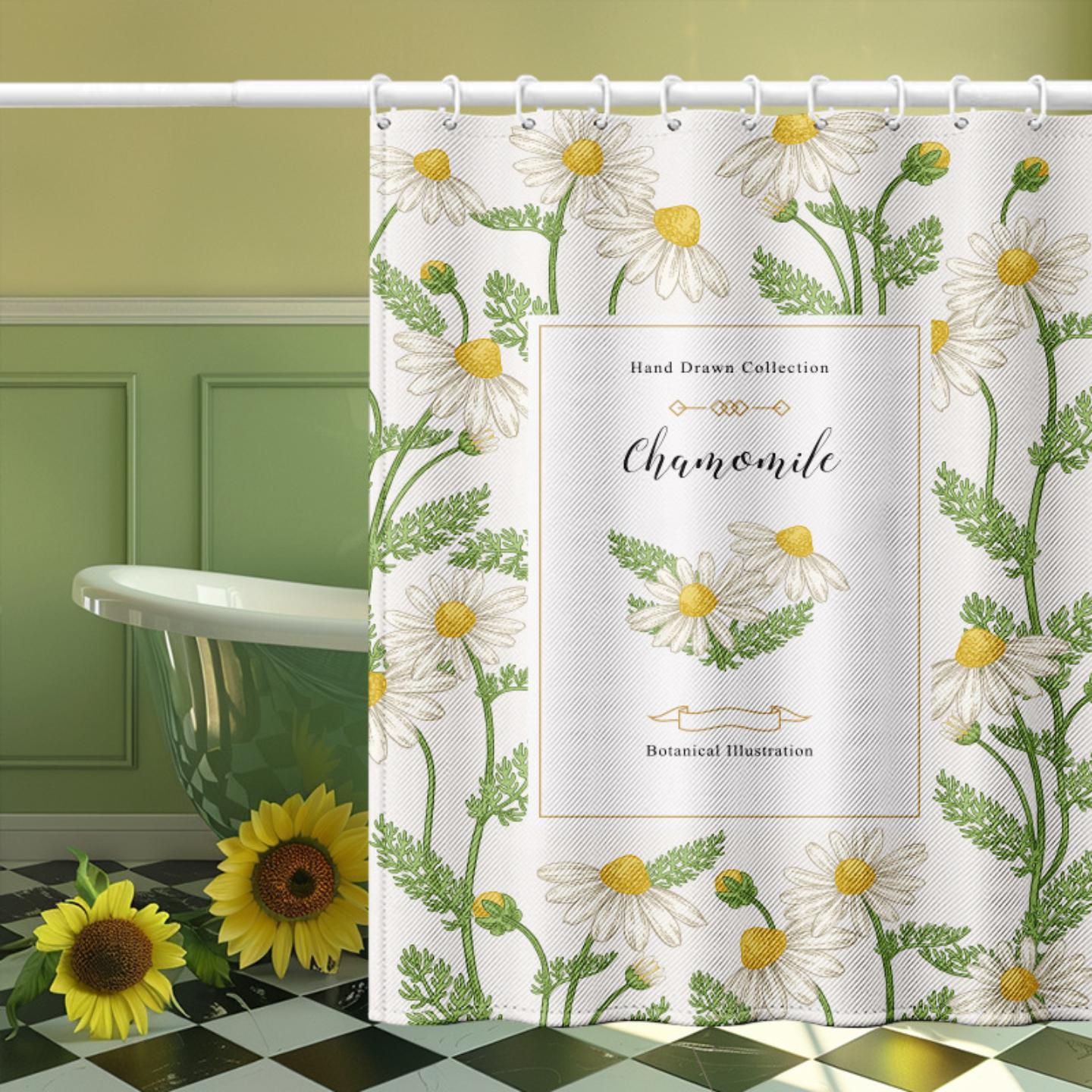 美式田园风格印花防水浴帘可淋浴挡水帘隔断门帘涤纶