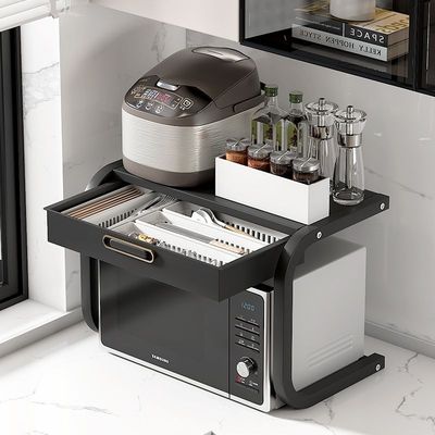 U型-带抽屉碳钢居家厨房微波炉烤箱置物架桌面双层台面架家用多层