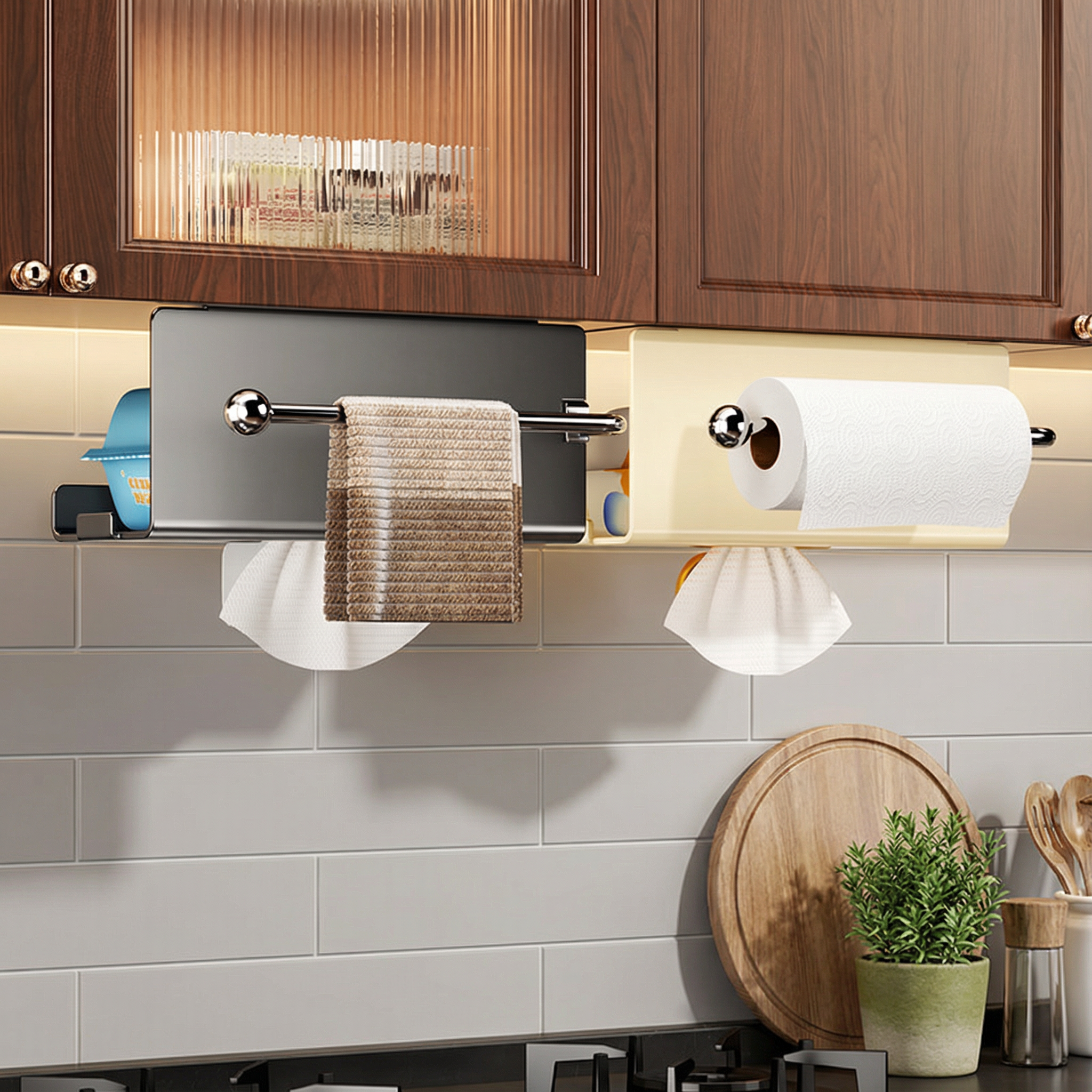 厨房多功能免打孔纸巾架橱柜下壁挂式挂架保鲜膜卷纸收纳架置物架,家庭/个人清洁工具,卷纸器/纸巾架,淘宝优惠券,粉丝福利购,淘宝优惠卷