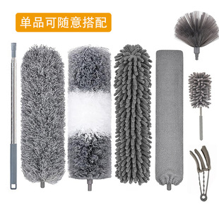家用多头伸缩除尘掸风扇清洁扫尘刷天花板缝隙刷鸡毛掸子套装平头