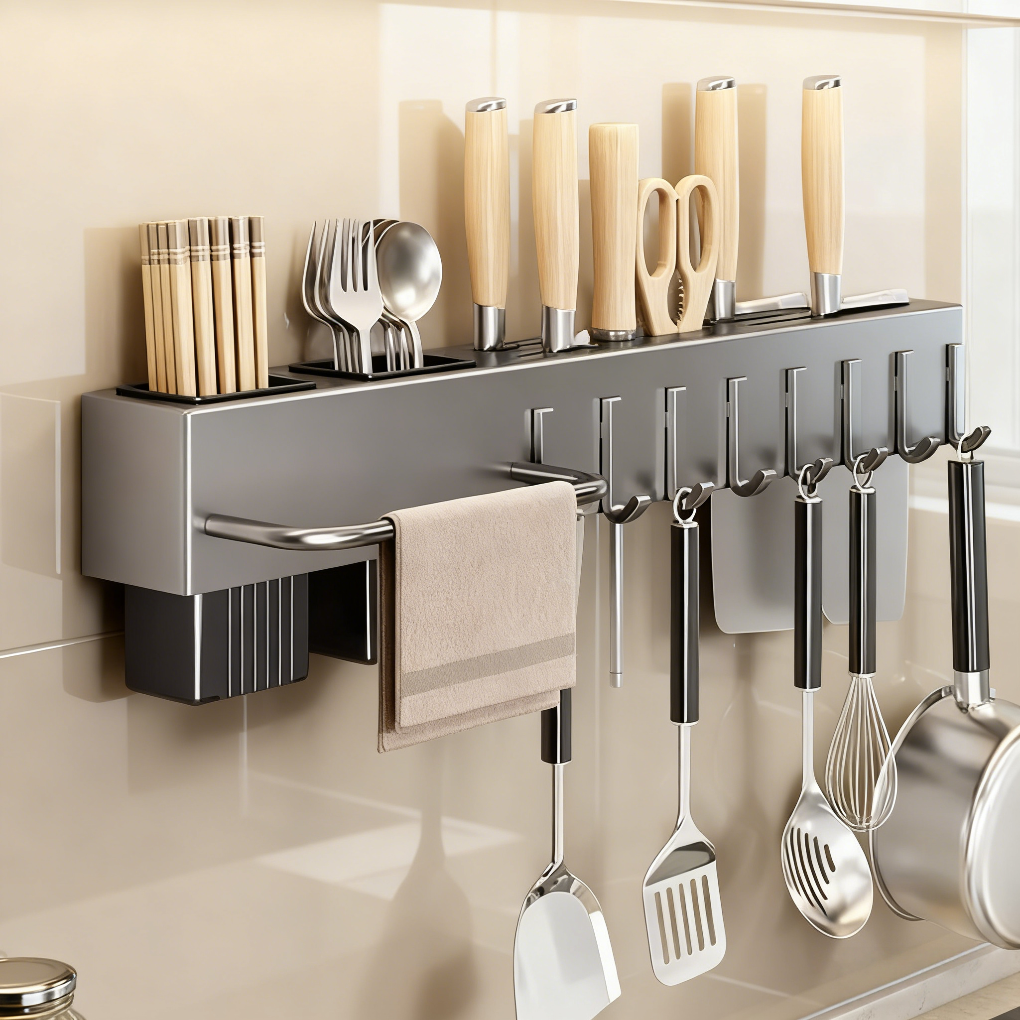 挂壁式多功能刀架免打孔厨房