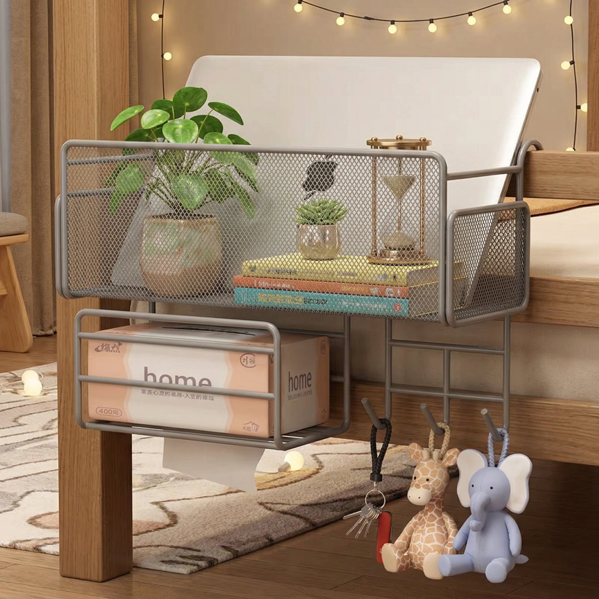 床边置物架免打孔床头挂篮宿舍好物神器多功能床上零食架子收纳架