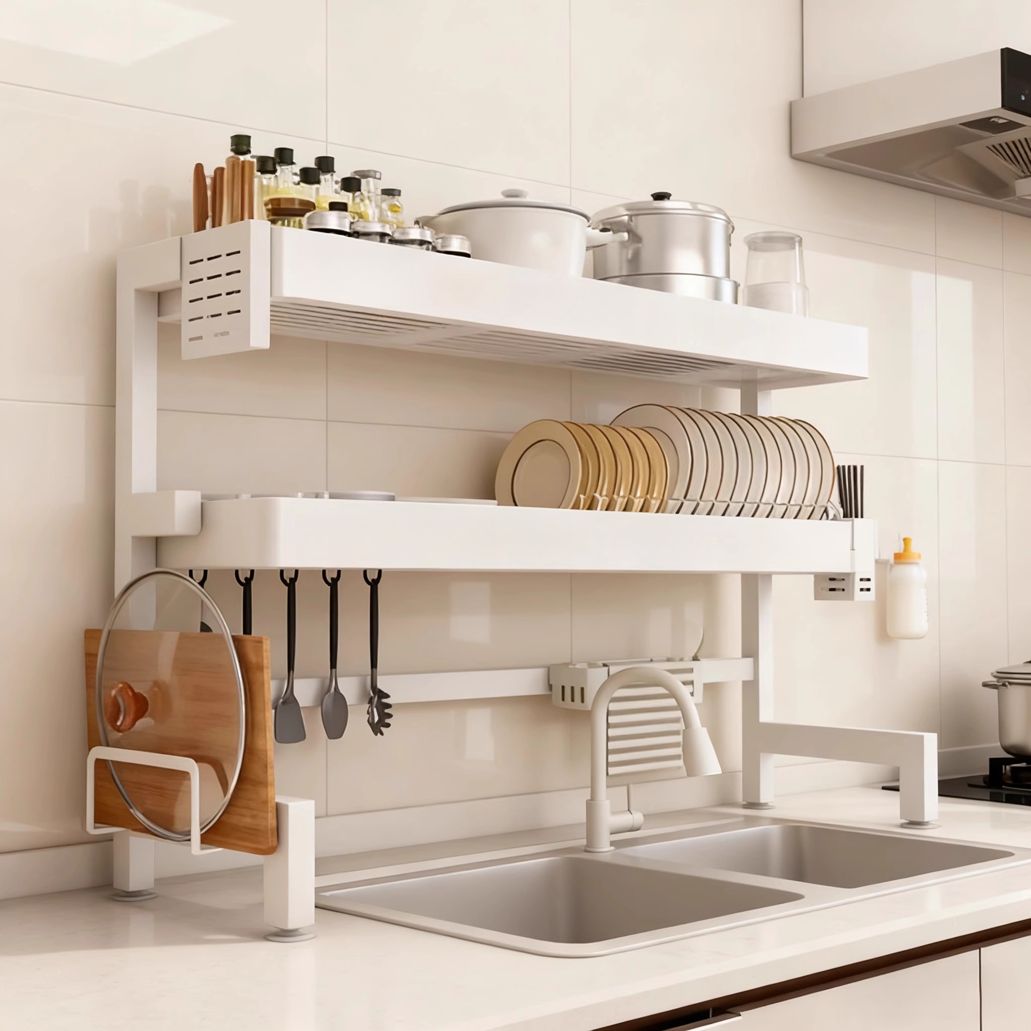 厨房水槽置物架台面碗盘收纳架