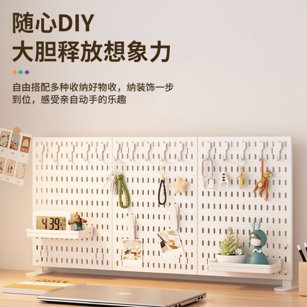 桌面免打孔洞洞板置物架学生宿舍