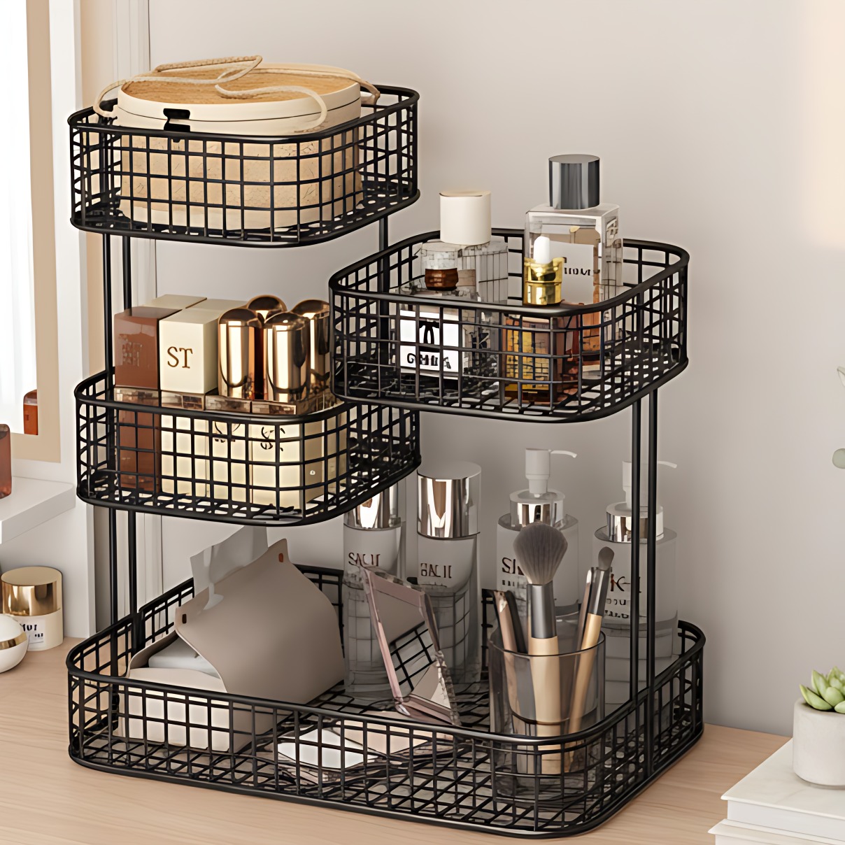 桌面化妆品收纳盒梳妆台整理