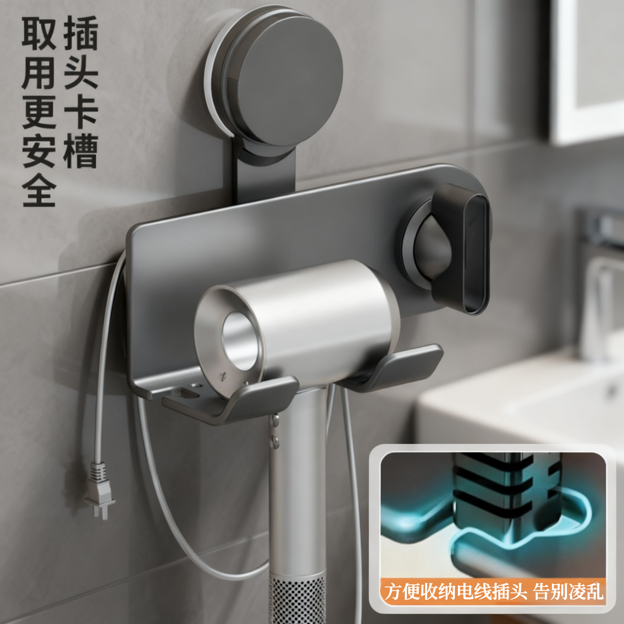 吸盘吹风机支架免打孔卫生间