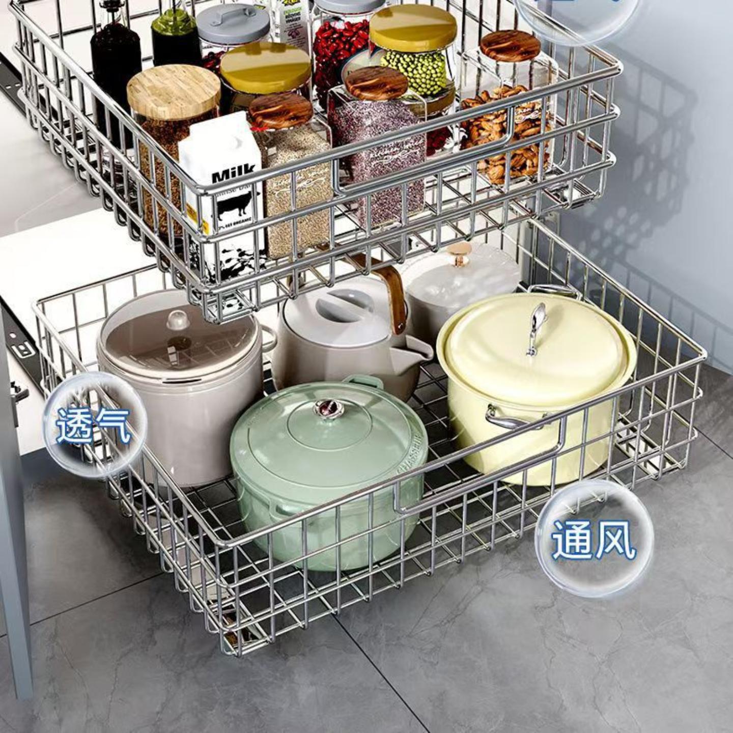 厨房抽拉式置物架橱柜内分层调料