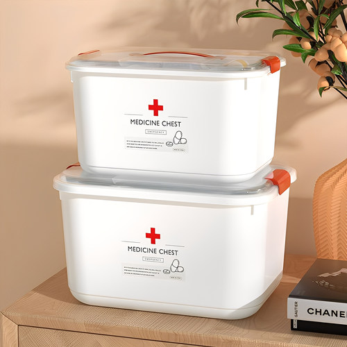 双层大容量医药箱手提透明收纳箱