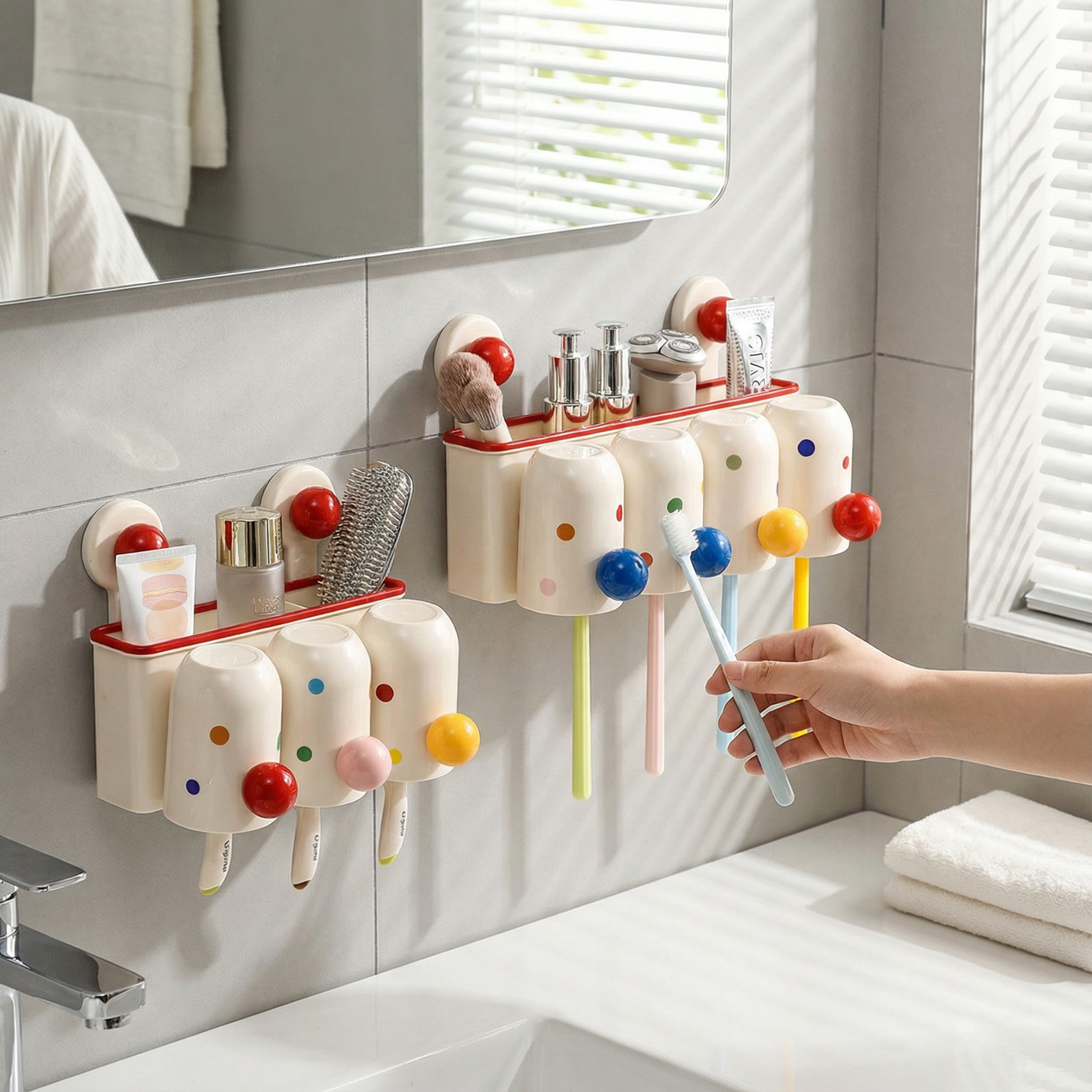 吸盘牙刷置物架壁挂式免打孔