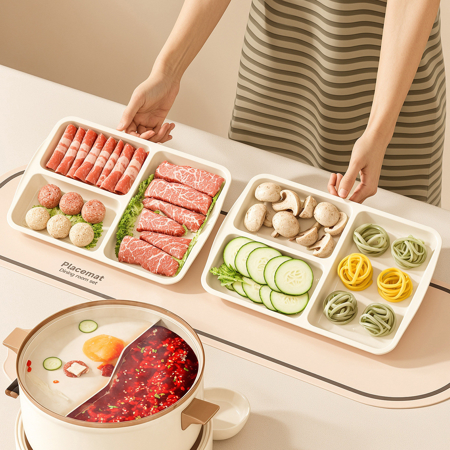 火锅配菜盘厨房分格大容量收纳放菜盘子家用托盘网红可叠加备菜盘,餐饮具,盘,淘宝优惠券,粉丝福利购,淘宝优惠卷