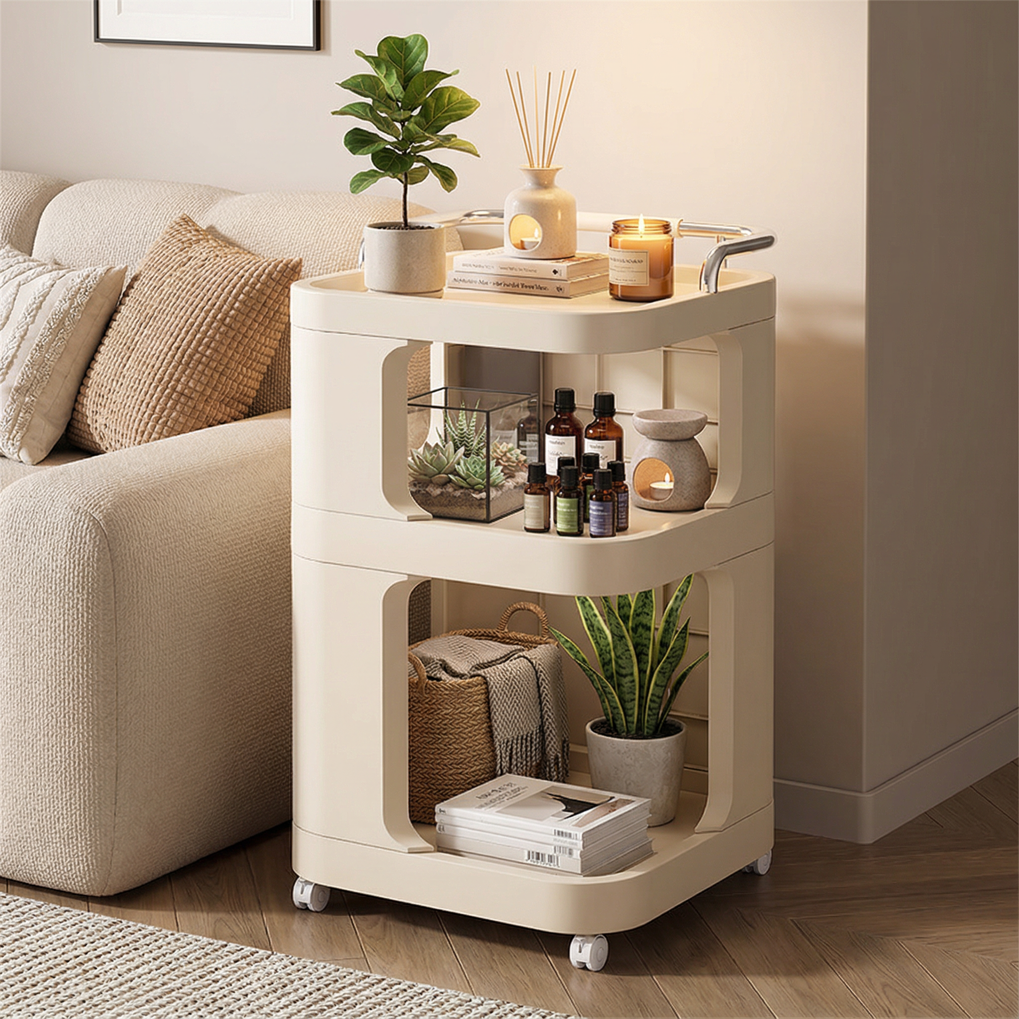 可移动边几小推车置物架免安装多功能收纳架客厅茶几卧室储物柜子,住宅家具,移动边几/推车,淘宝优惠券,粉丝福利购,淘宝优惠卷