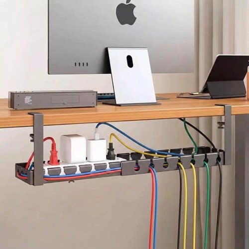 桌下免打孔理线器插排路由器线防