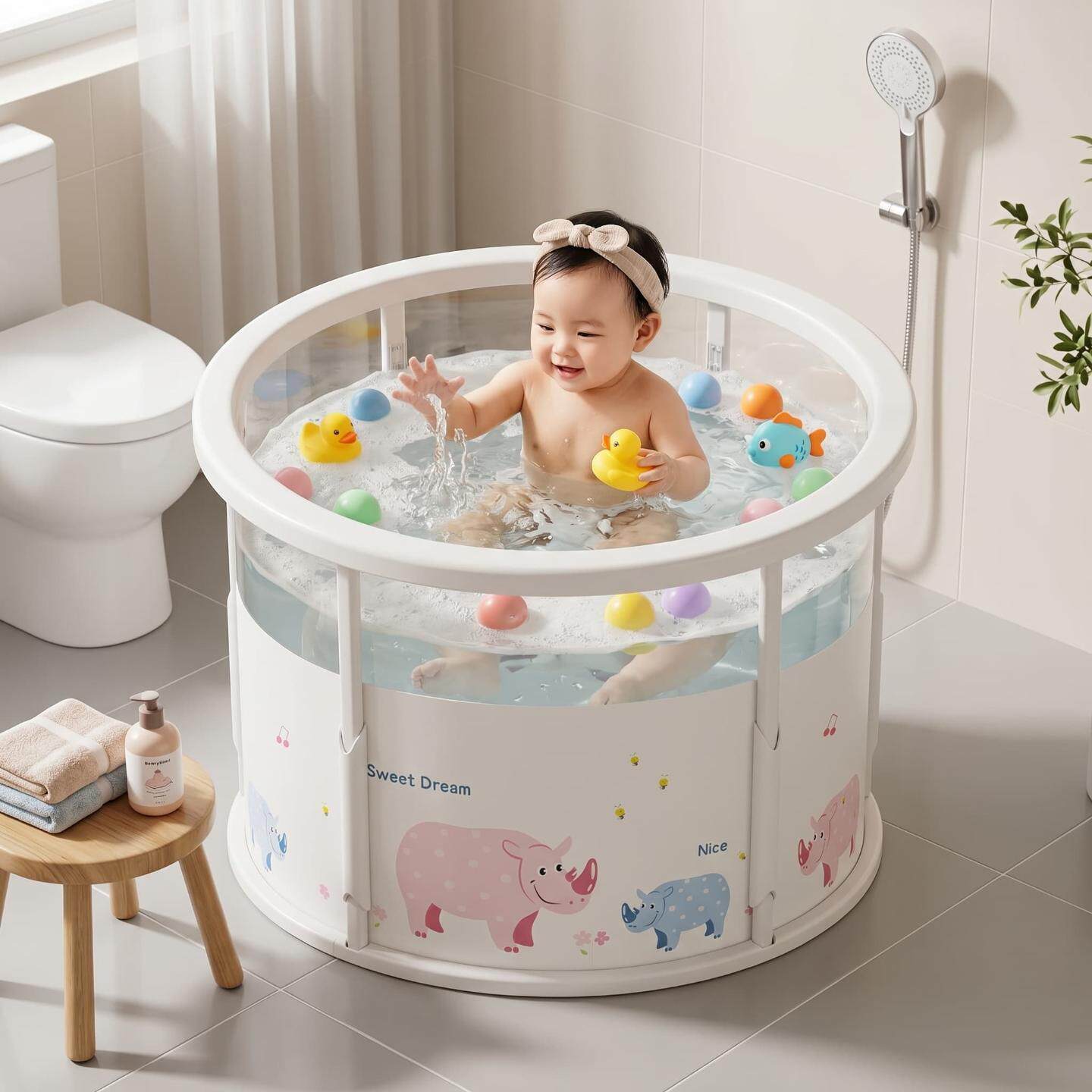 游泳桶婴儿家用儿童泡澡桶新生儿可折叠浴桶宝宝洗澡桶大号游泳池