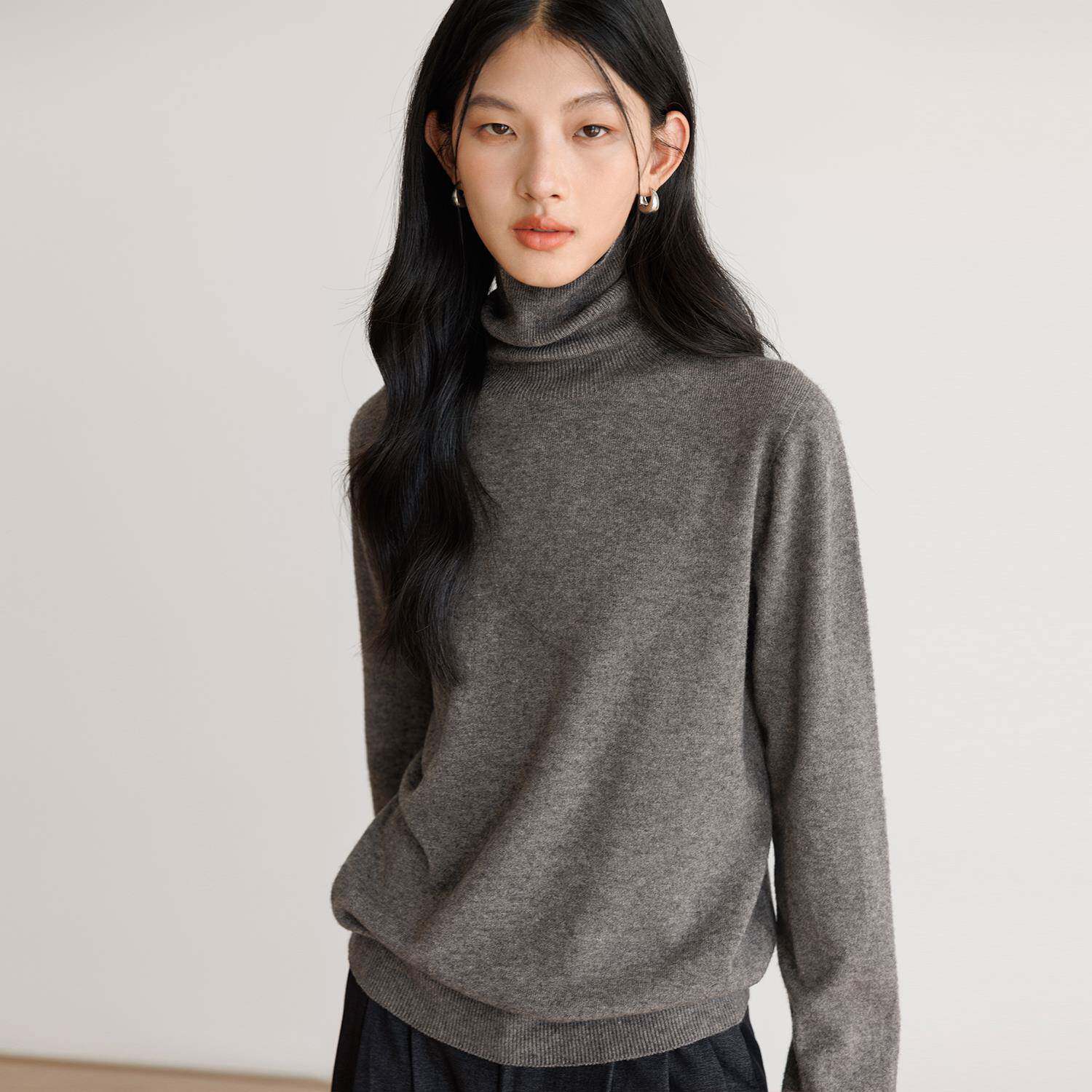 春季高领针织毛衣女2025新款天鹅绒宽松气质长袖绵羊毛内搭上衣