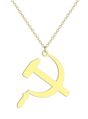 不锈钢锤子和镰刀吊坠项链不锈钢吊坠上球链男子或女子项链锁骨链