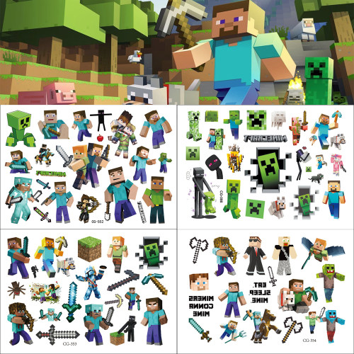 我的世界Minecraft游戏儿童纹身贴纸生日聚会纹身贴水转印贴画