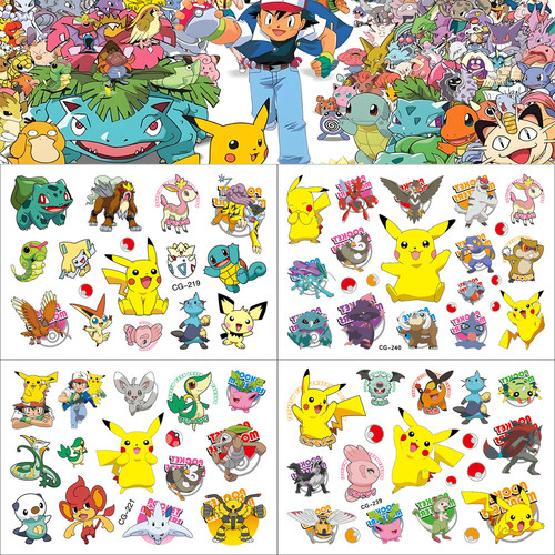 宝可梦Pokemon皮卡丘儿童纹身贴纸主题派对聚会纹身贴水转印贴画