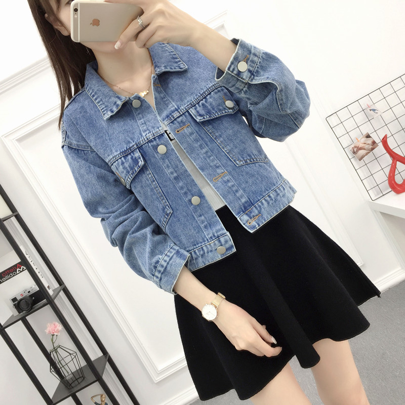 牛仔外套女春秋季学生宽松短款韩版bf夹克上衣2021新款休闲小外套