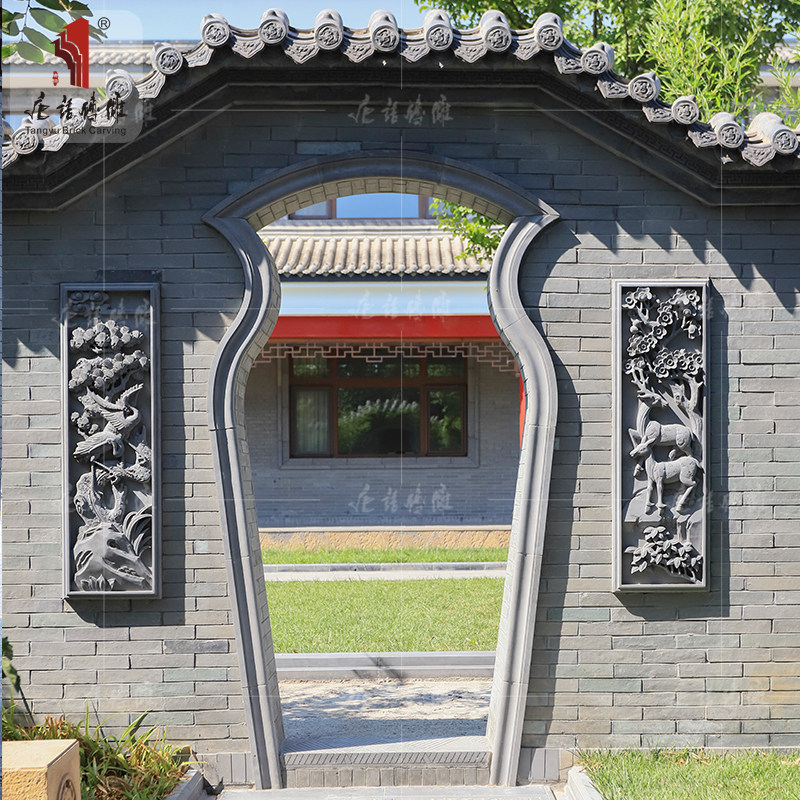 唐语竖长37*120cm古建青砖砖雕仿古浮雕画中式影壁墙照壁装饰条形