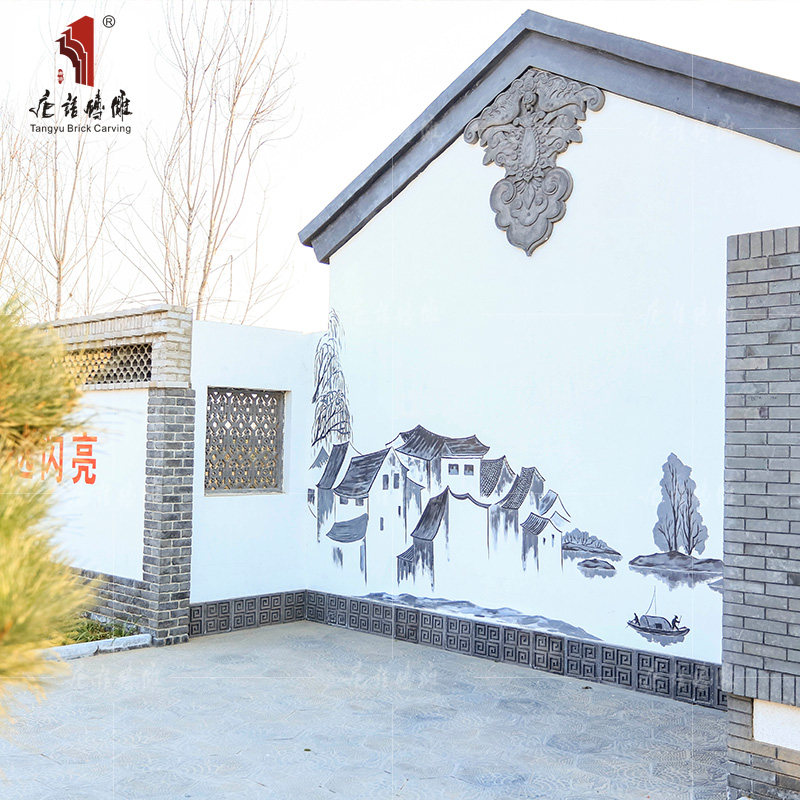 唐语中式古建山墙悬鱼装饰挂件四合院徽派古建建材仿古影壁