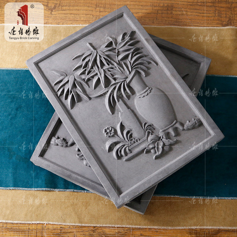 唐语竖长28*40cm徽派门头装饰浮雕青砖老砖雕画中式围墙照壁