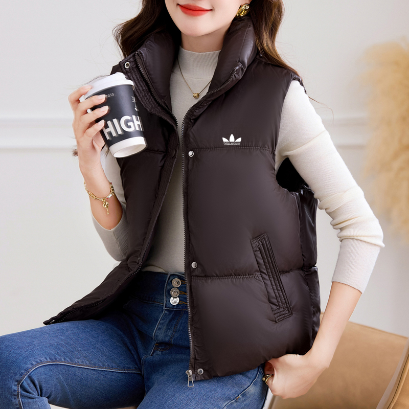 运动三叶草羽绒棉马甲女新款秋冬季洋气女士马夹背心坎肩短款外套