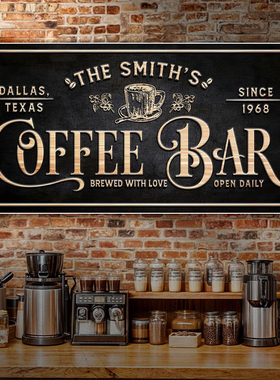 咖啡厅装饰画美式西餐厅复古牌匾挂画coffee馆古中风奶茶店壁画