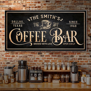咖啡厅装饰画美式西餐厅复古牌匾挂画coffee馆古中风奶茶店壁画