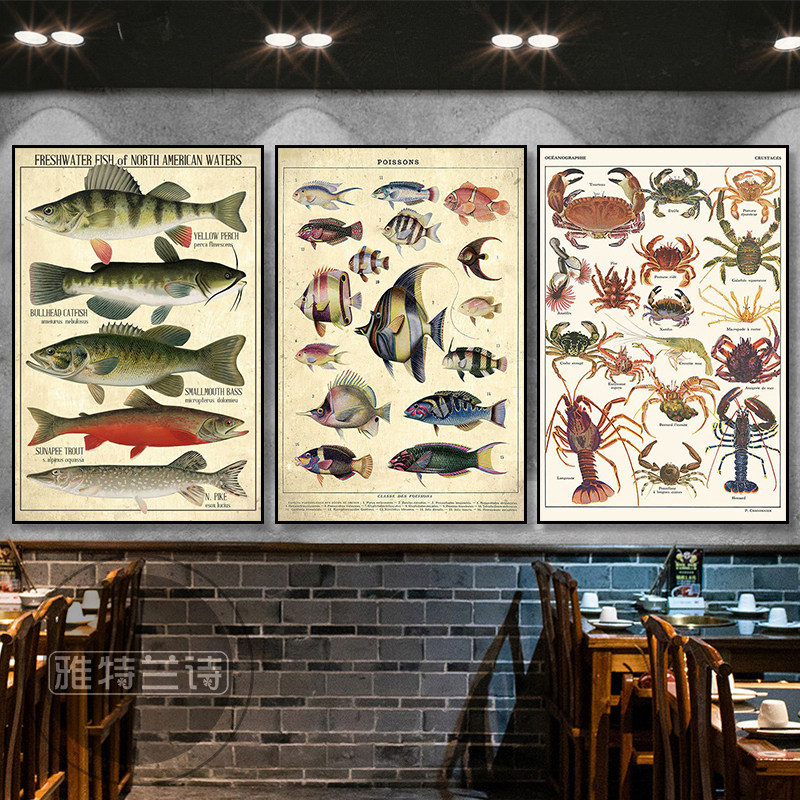 鱼类装饰画海鲜餐厅酒店饭店挂画