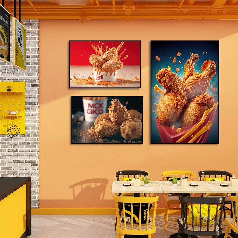 网红ins风炸鸡店装饰画创意炸鸡腿小吃店壁画堡店奶茶店墙面挂画