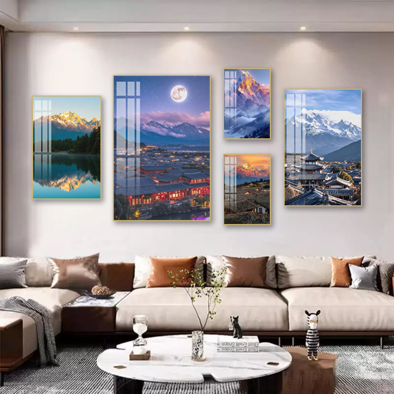 云南丽江玉龙雪山装饰画客厅玄关墙面挂画日照金山风景办公室壁画,家居饰品,现代装饰画,淘宝优惠券,粉丝福利购,淘宝优惠卷