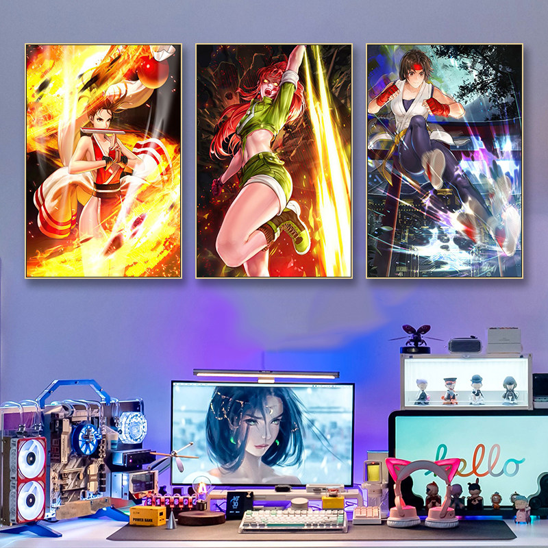 拳皇海报装饰画电竞房游戏厅街机角色挂画网吧八神庵不知火舞壁画