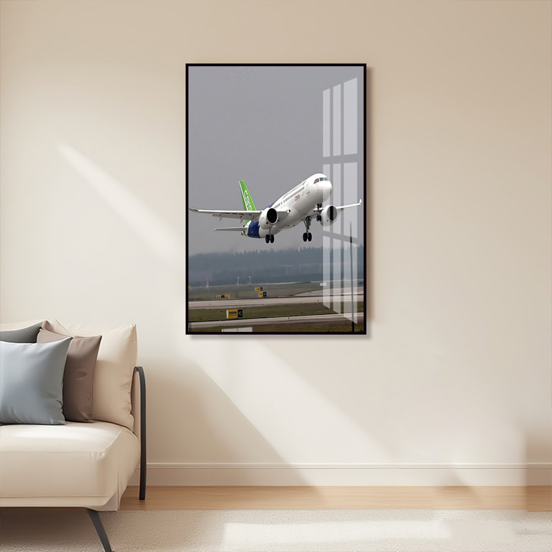 航空飞机挂画航空公司办公室酒店壁画国产客机C919飞机波音装饰画